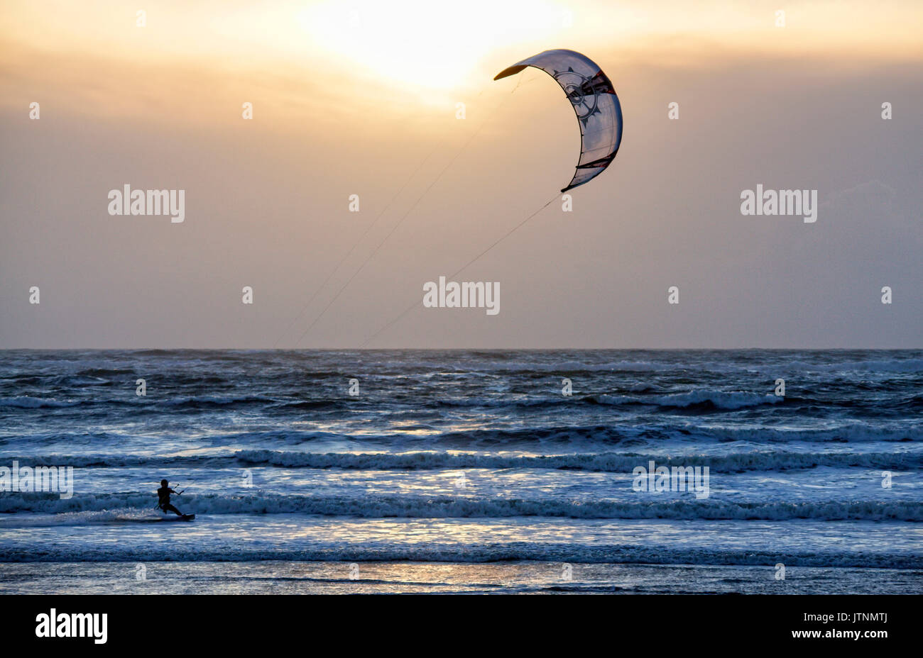 Kite surf at Le Fort Bloqué beach during winter time. Stock Photo