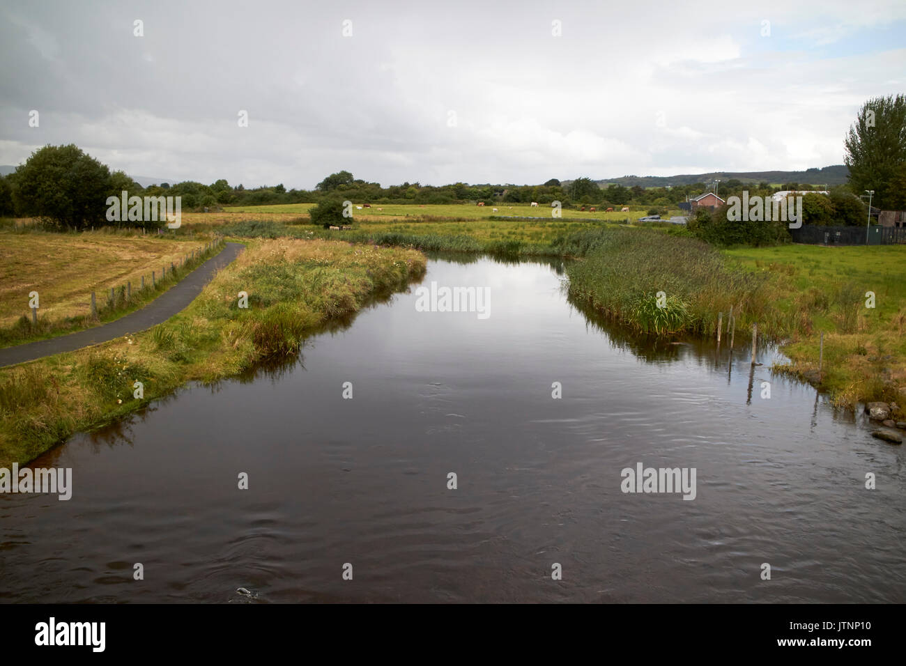 belcoo river border between northern ireland and the republic of ireland in belcoo - blacklion Stock Photo