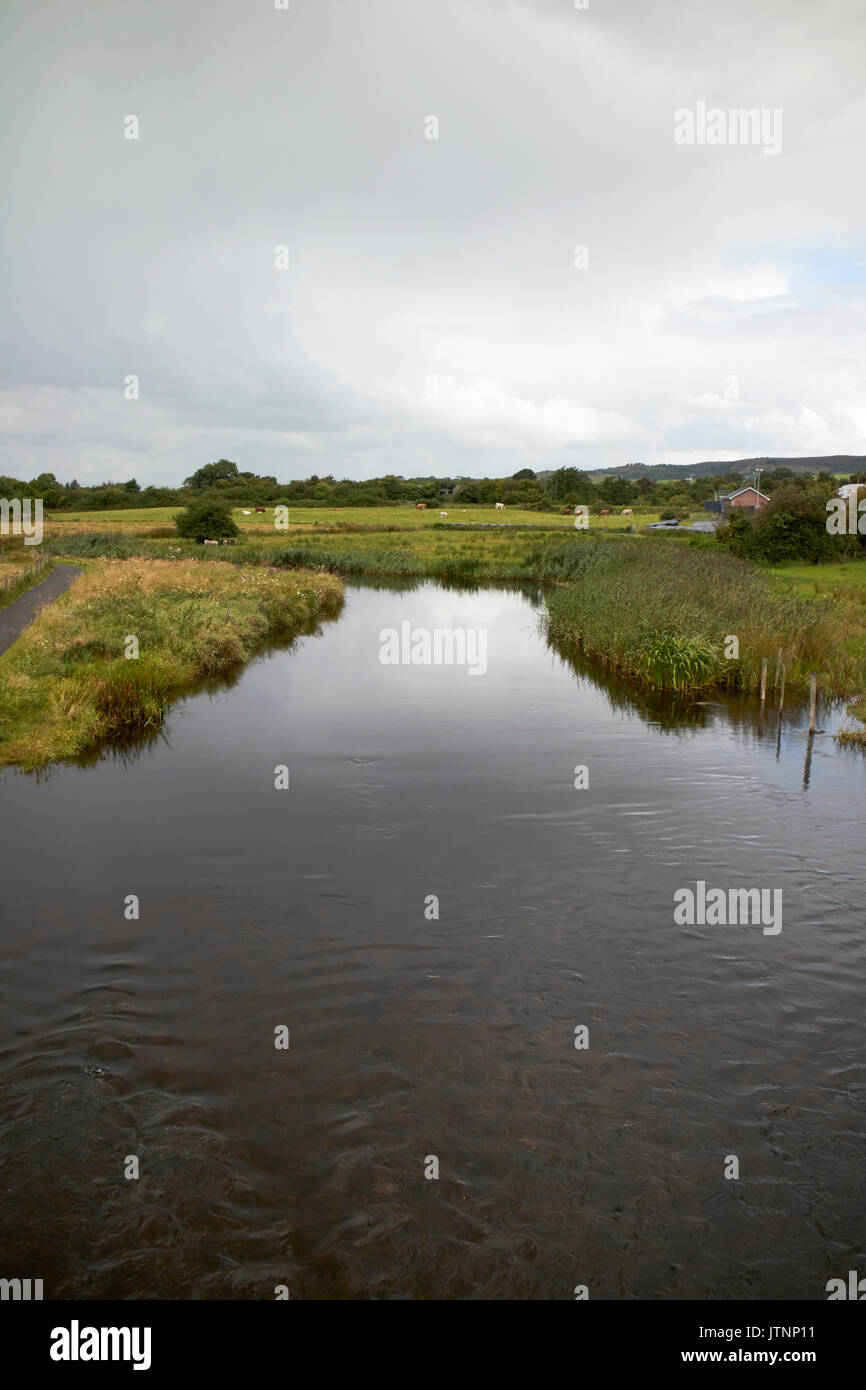 belcoo river border between northern ireland and the republic of ireland in belcoo - blacklion Stock Photo