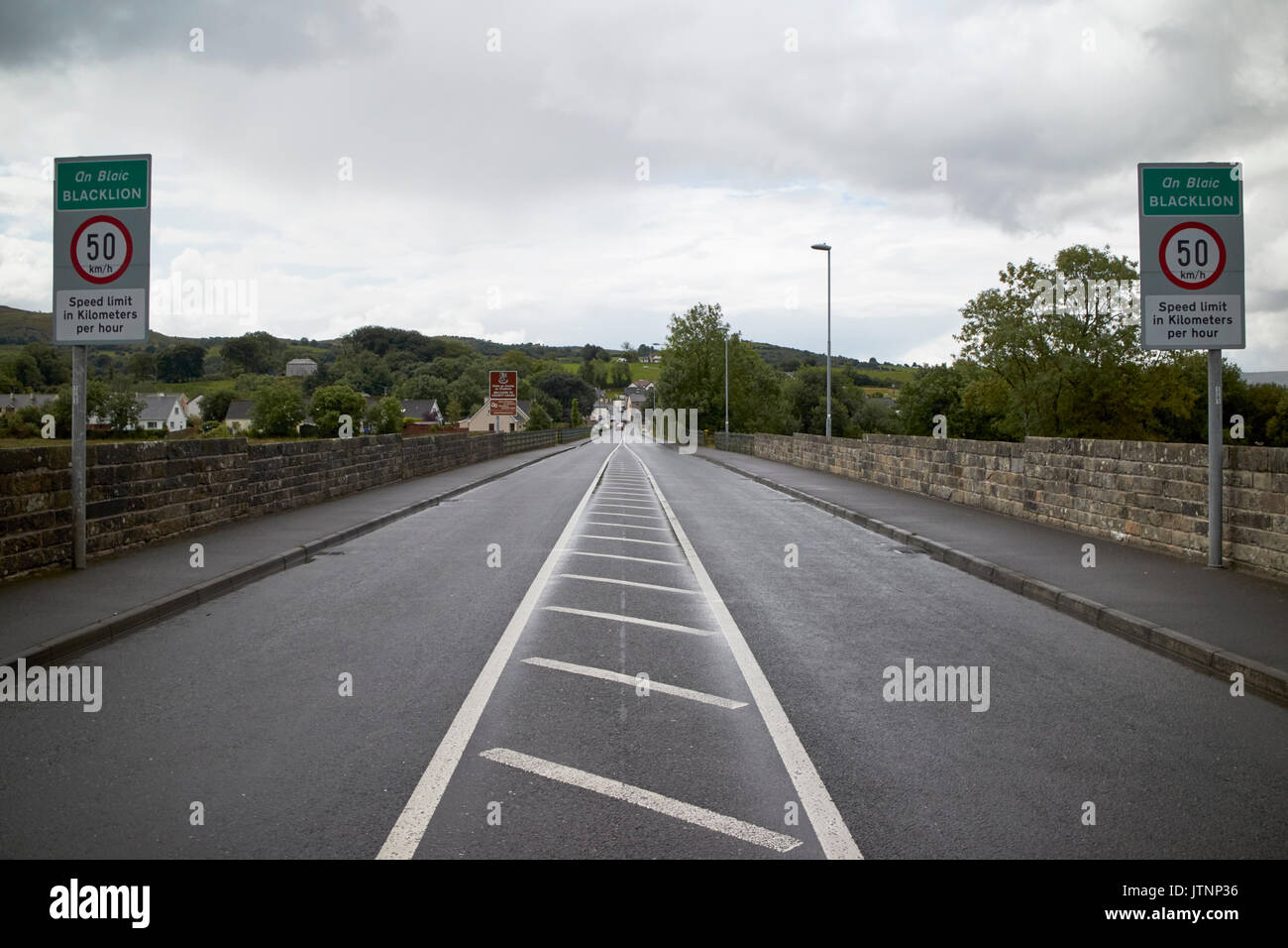 land border between northern ireland and the republic of ireland in belcoo - blacklion looking into the republic of ireland Stock Photo