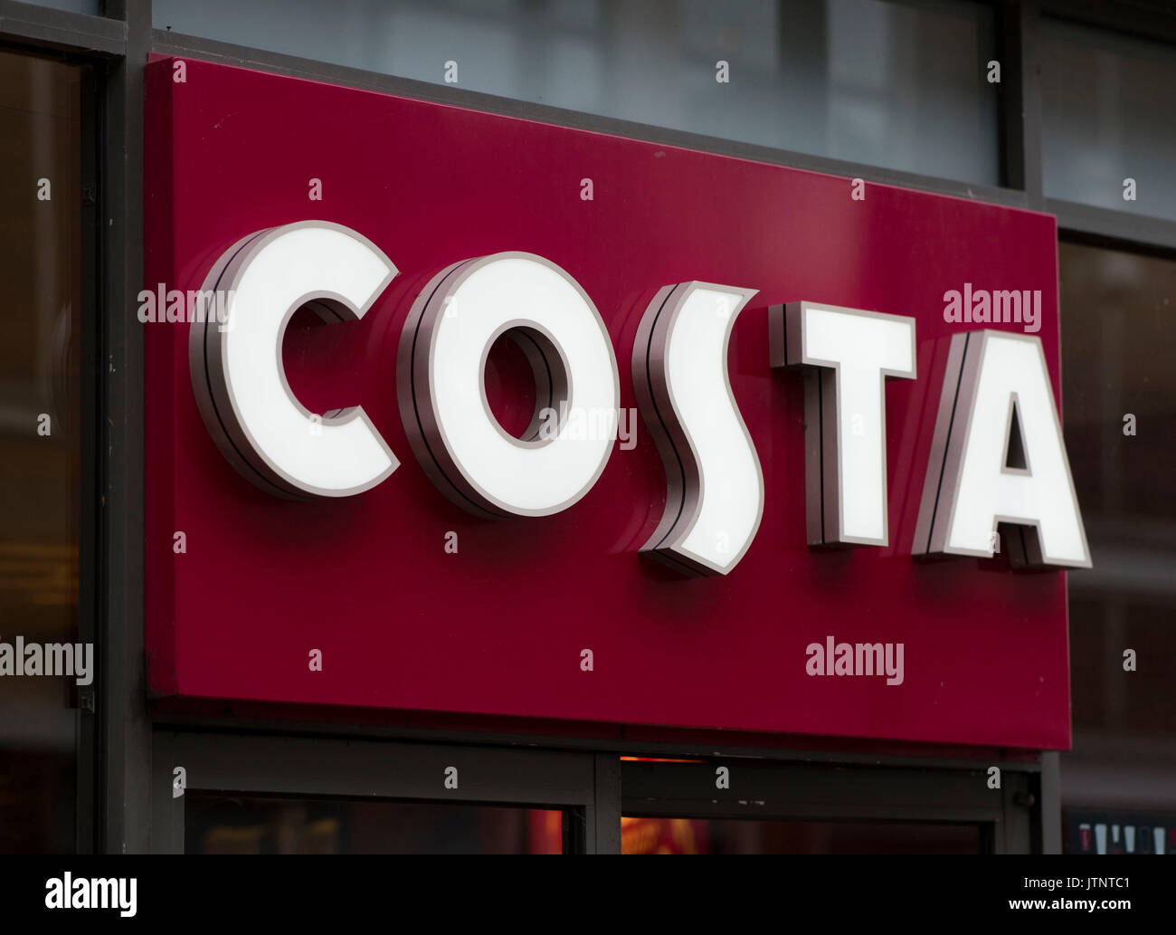 Costa coffee shop sign logo. Stock Photo