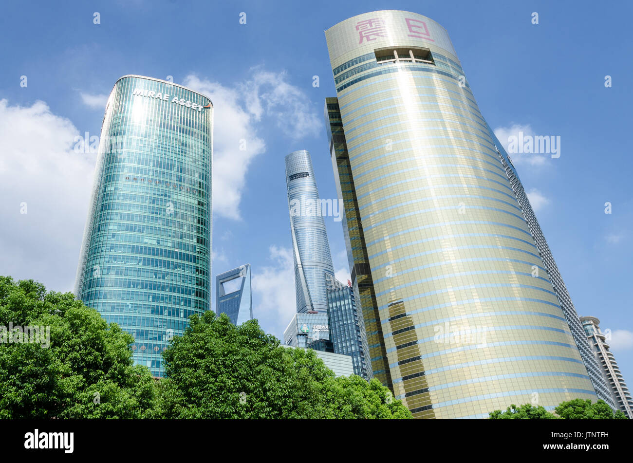 Skyscrapers in Pudong, Shanghai, China. Stock Photo