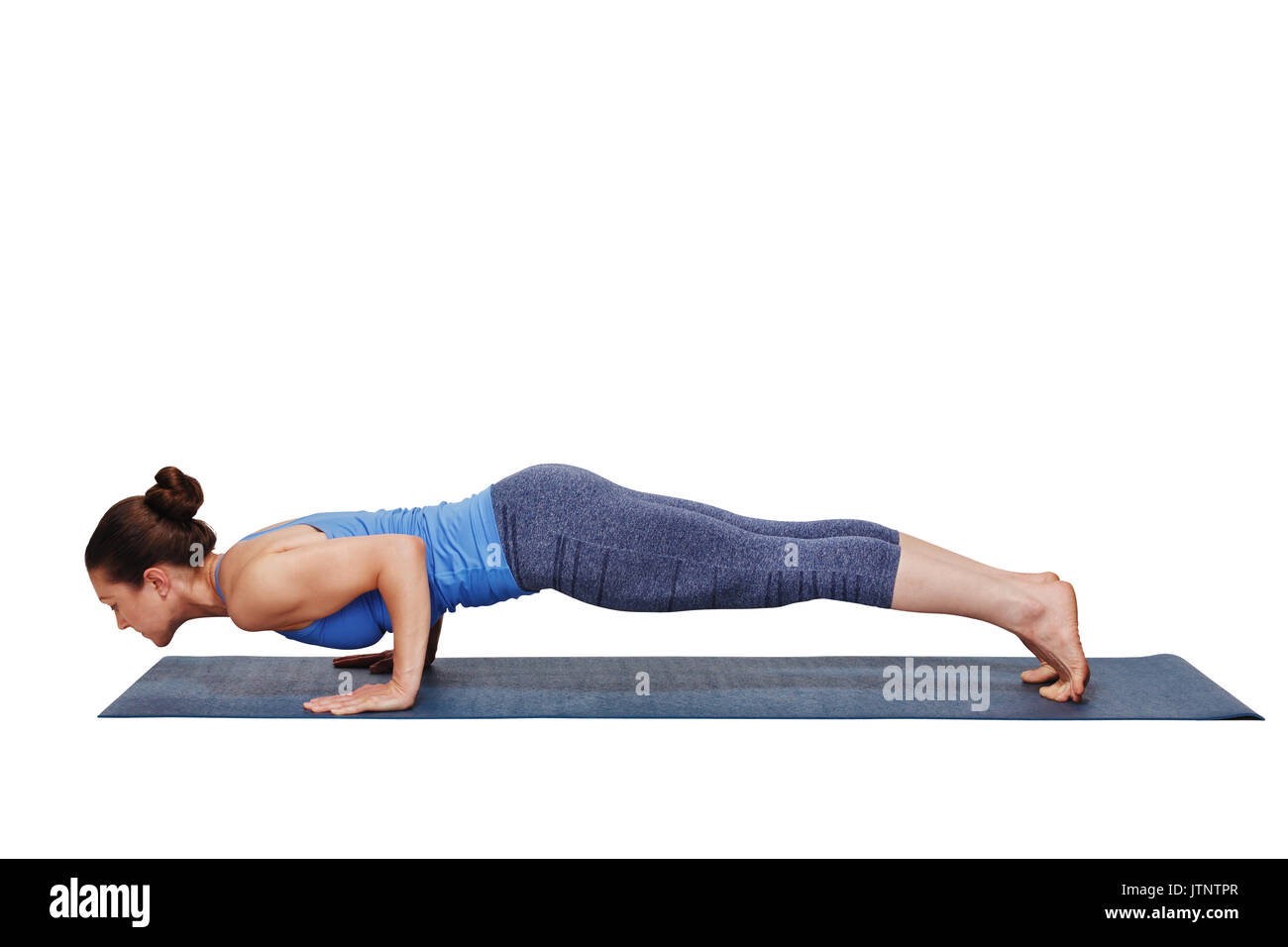 Fit Sporty Healthy Woman on Mat in Low Plank Chaturanga Dandasana Yoga  Pose, Doing Breathing Exercises, Watching Online Yoga Class Stock Image -  Image of practice, gymnastics: 178901299