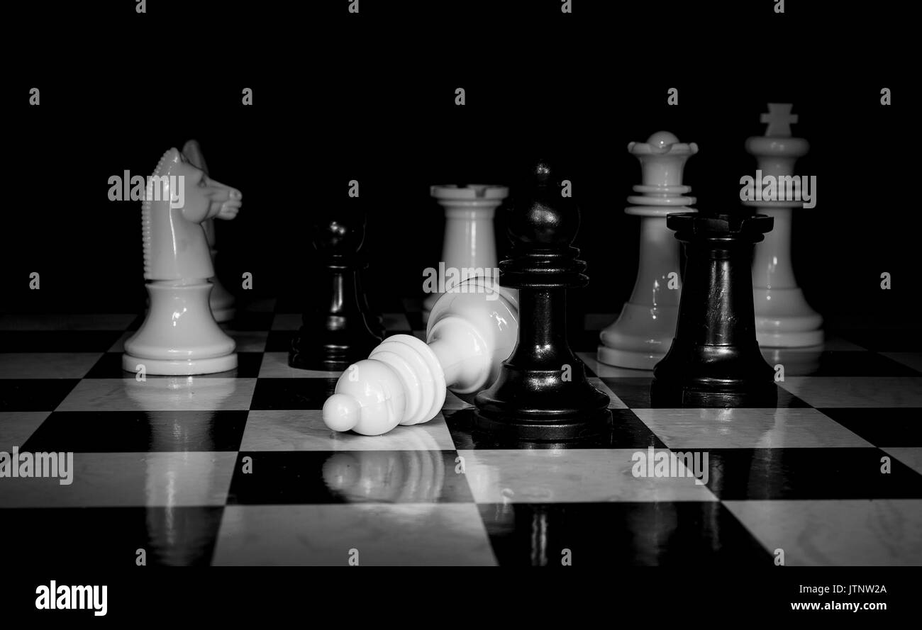 Chess board  black and white photo Stock Photo