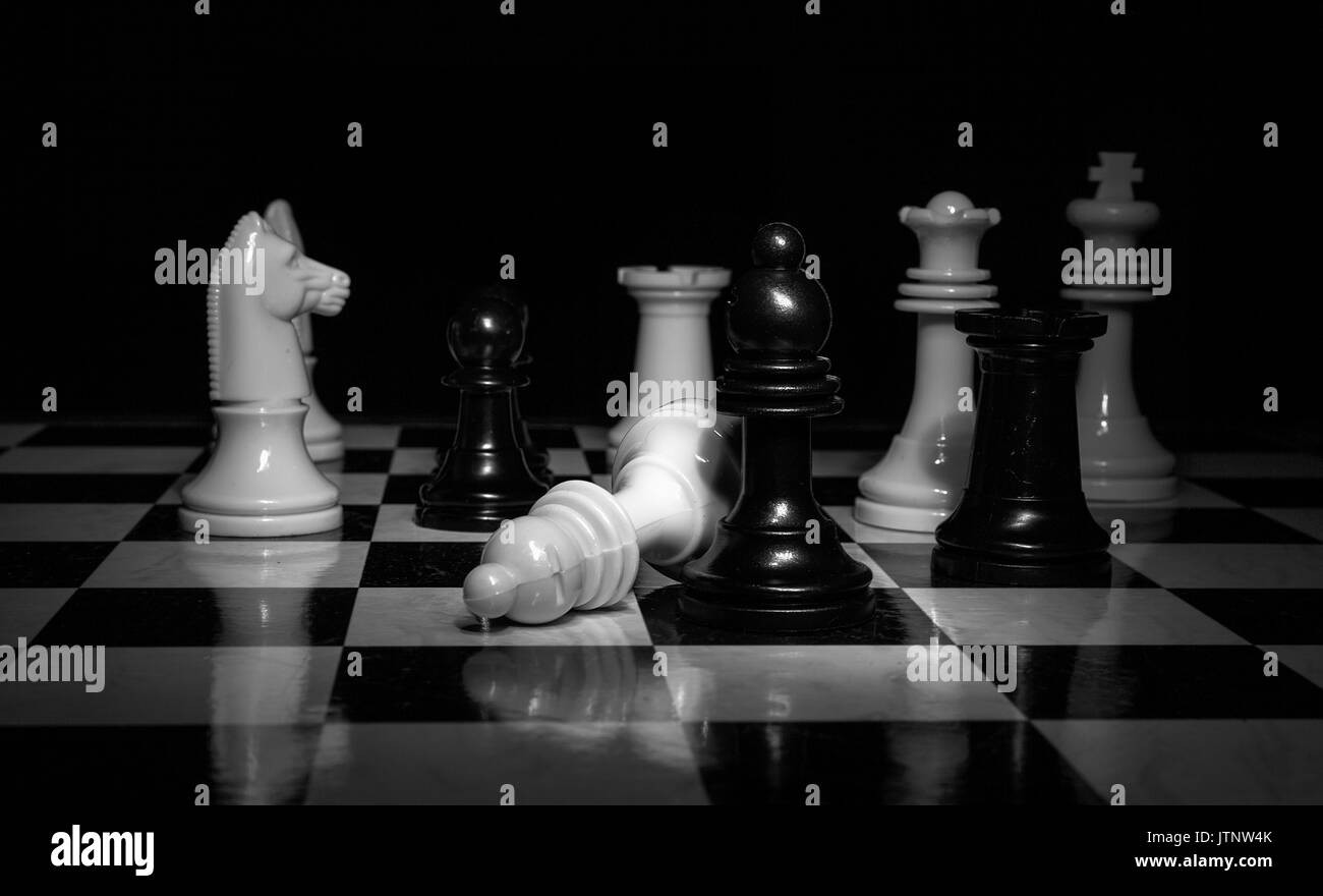 Chess board  black and white photo Stock Photo