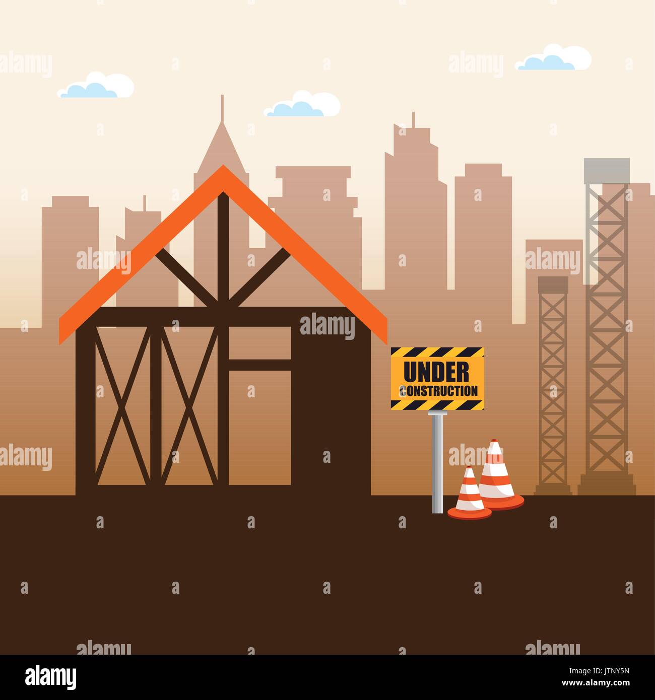under construction concept design vector illustration graphic Stock ...