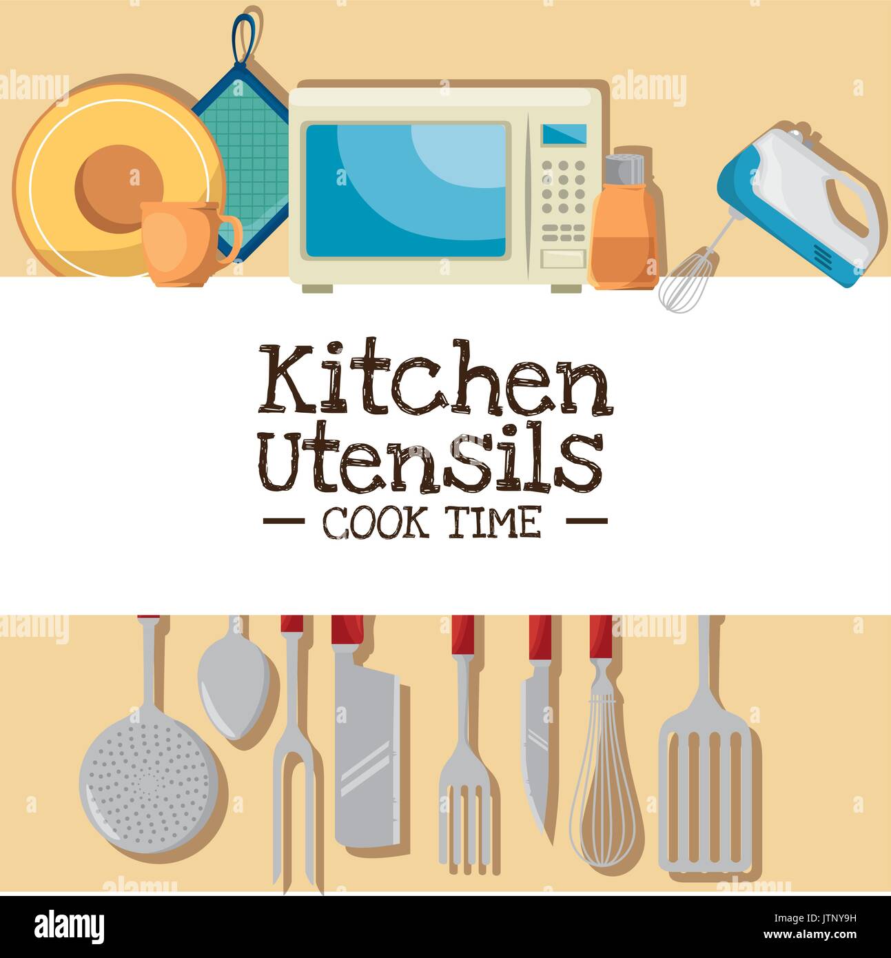 cooking time concept kitchen utensils vector illustration graphic