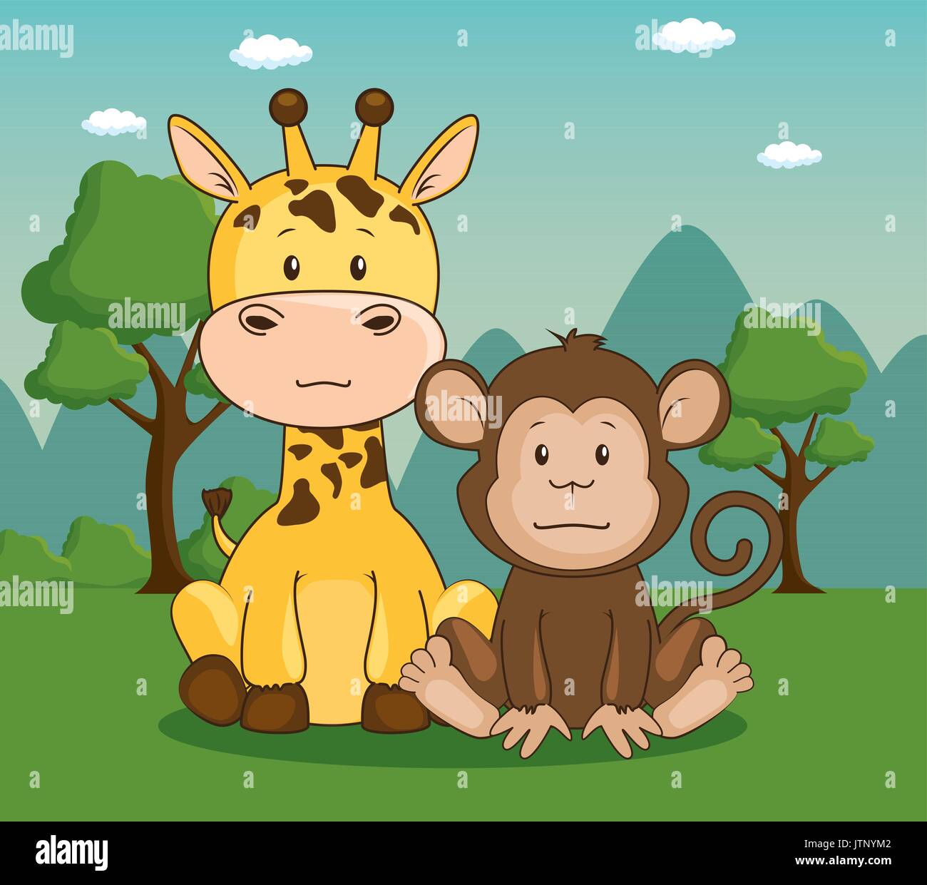 cute adorable animal cartoon vector illustration graphic design Stock ...