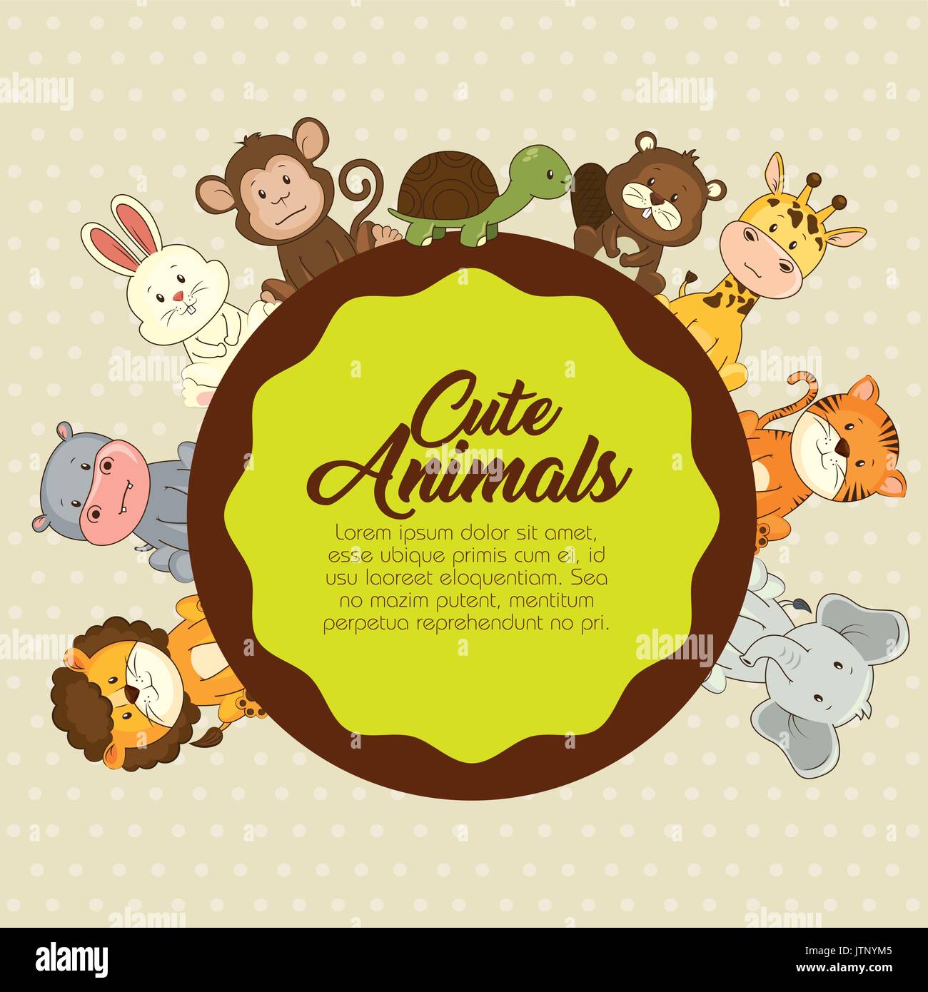 cute animals baby shower card vector illustration graphic design Stock ...