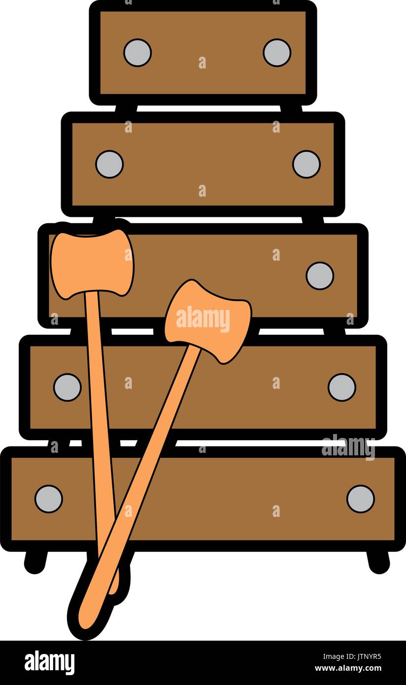 xylophone instrument icon over white background vector illustration ...