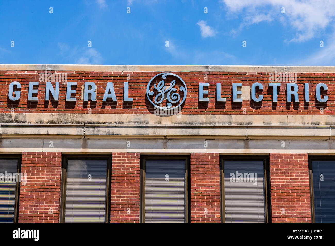 Ft. Wayne - Circa August 2017: General Electric Factory. GE divisions include aviation, energy, healthcare and lighting XVI Stock Photo