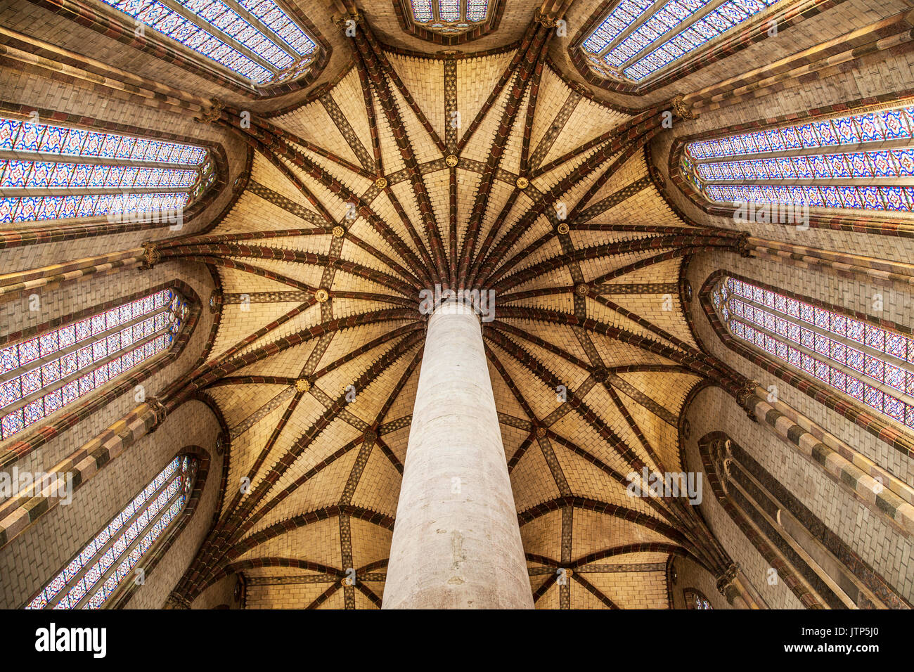 Palm Tree of the Church of the Jacobins in Toulouse, France. Stock Photo