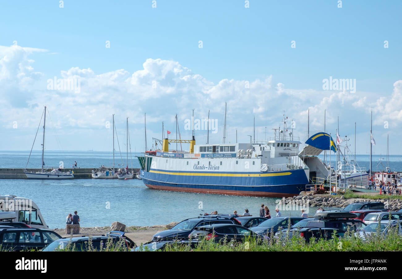 Car ferry at Byxelkrok harbor. Byxelkrok is a popular tourist destination on Swedish Baltic sea island Oland. Stock Photo