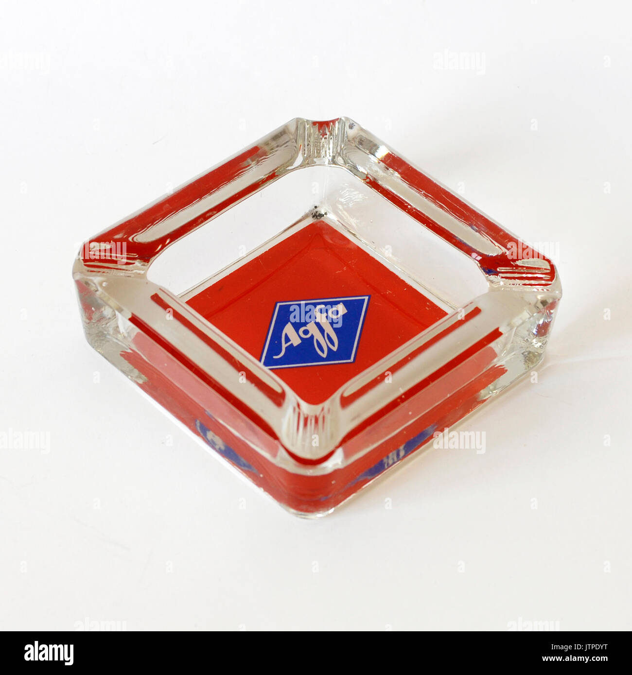 Vintage glass ashtray with AGFA photography logo, Made in Germany Stock Photo
