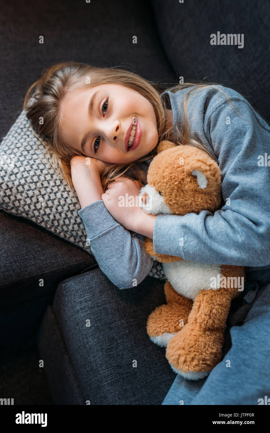 cute girl with teddy