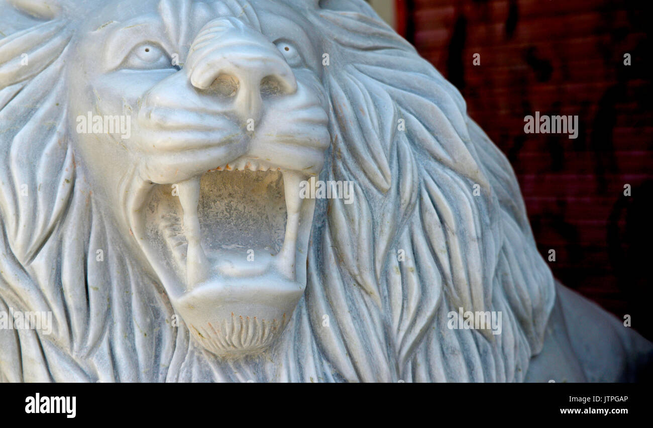Marble lion statue Stock Photo Alamy