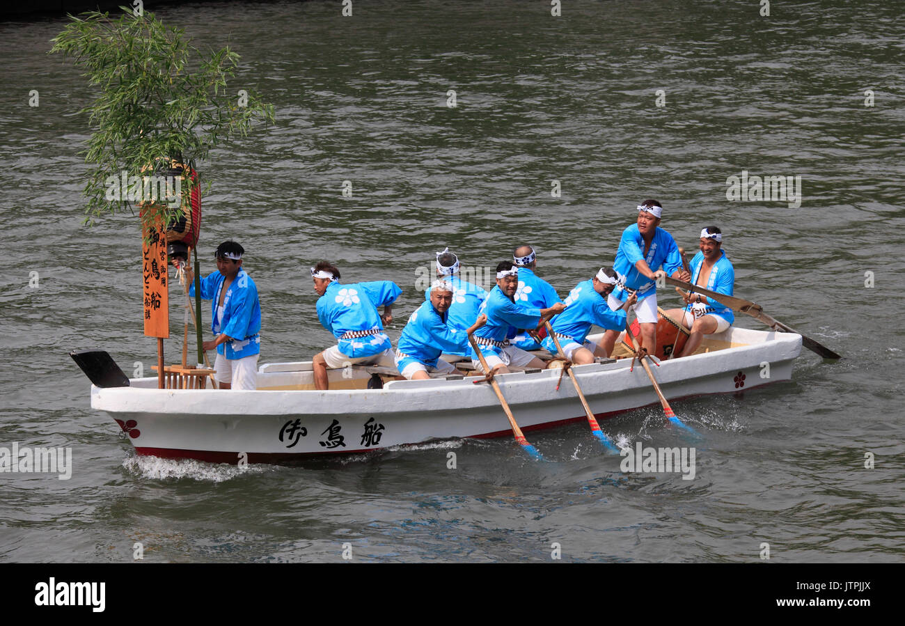 Japan, Osaka, Tenjin Matsuri, festival, shinto ritual, boat, people ...