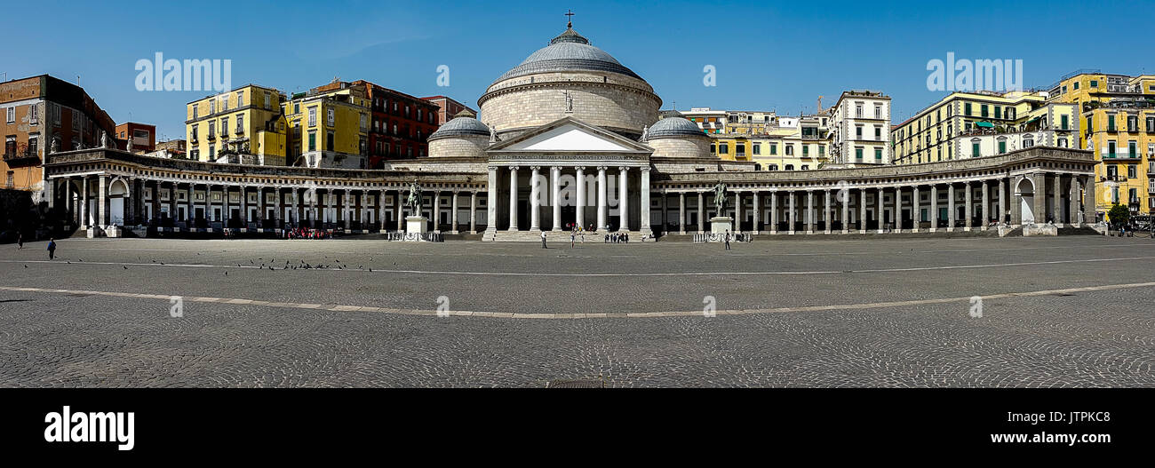 Piazza Plebiscito - Basilica di San Francesco di Paola, 12-05-2017, Naples, Italy Stock Photo