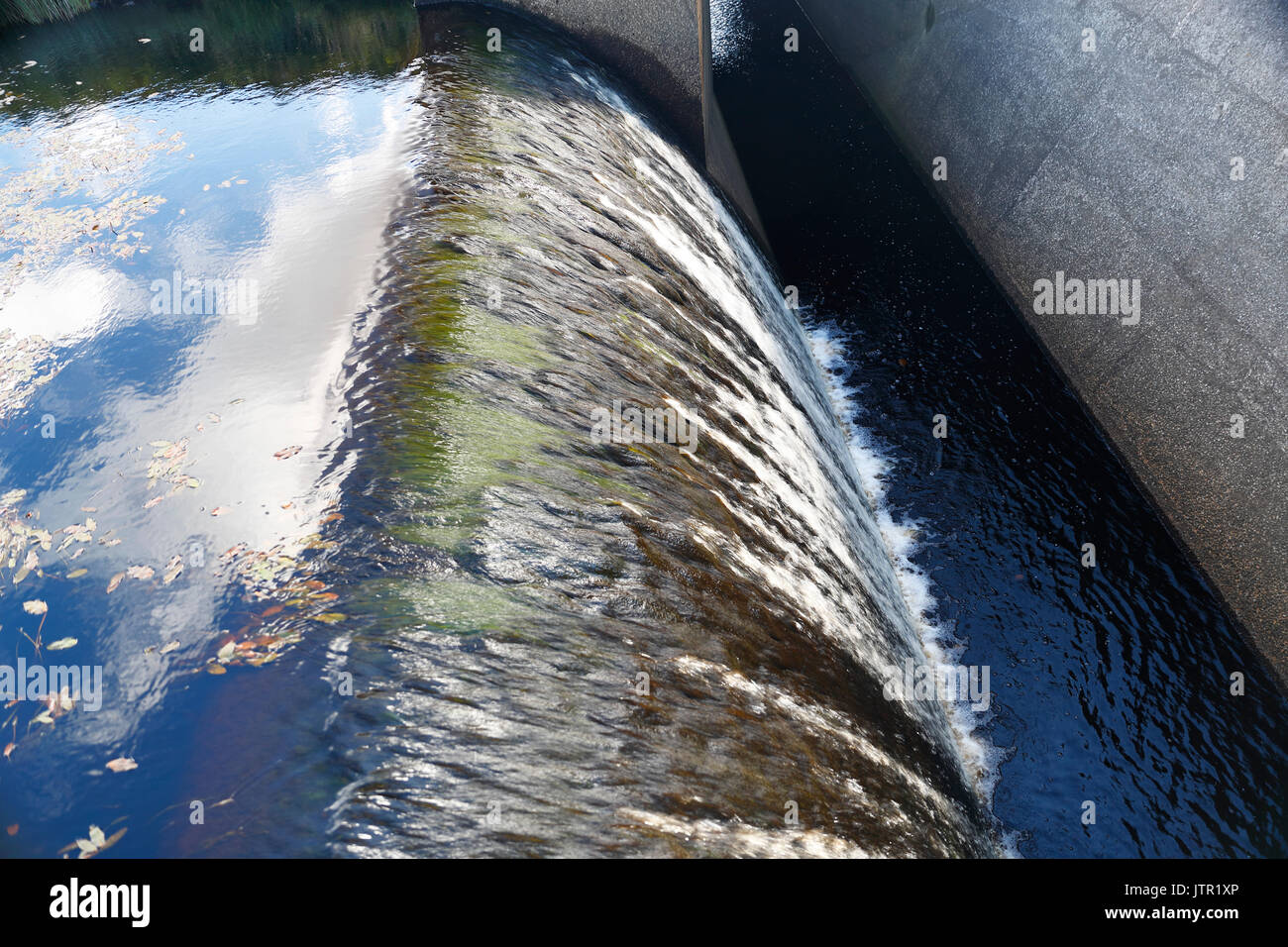 Weir at Grimwith reservoir at the southern inflows from a pond Stock ...