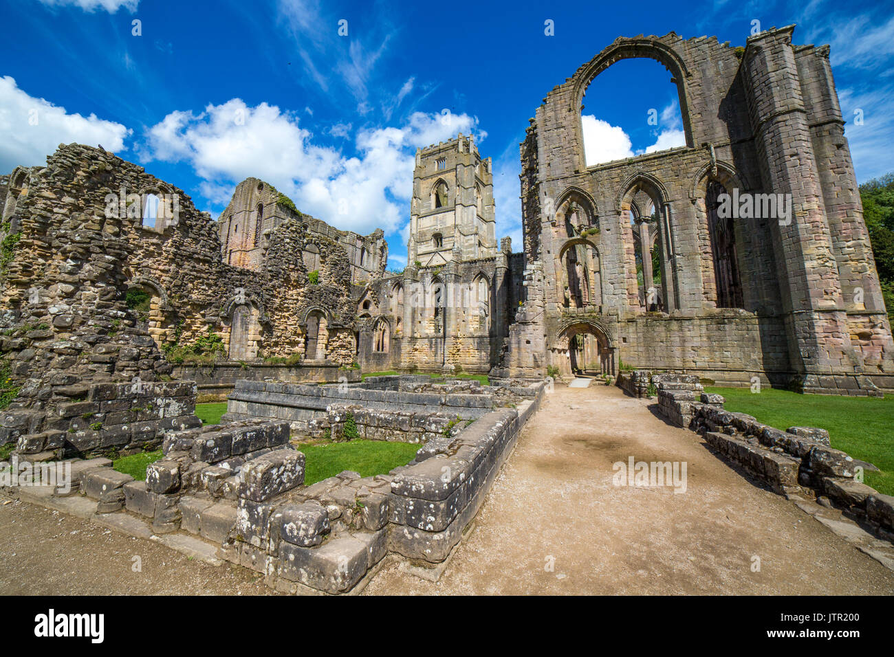 Fountains Abbey in North Yorkshire Stock Photo