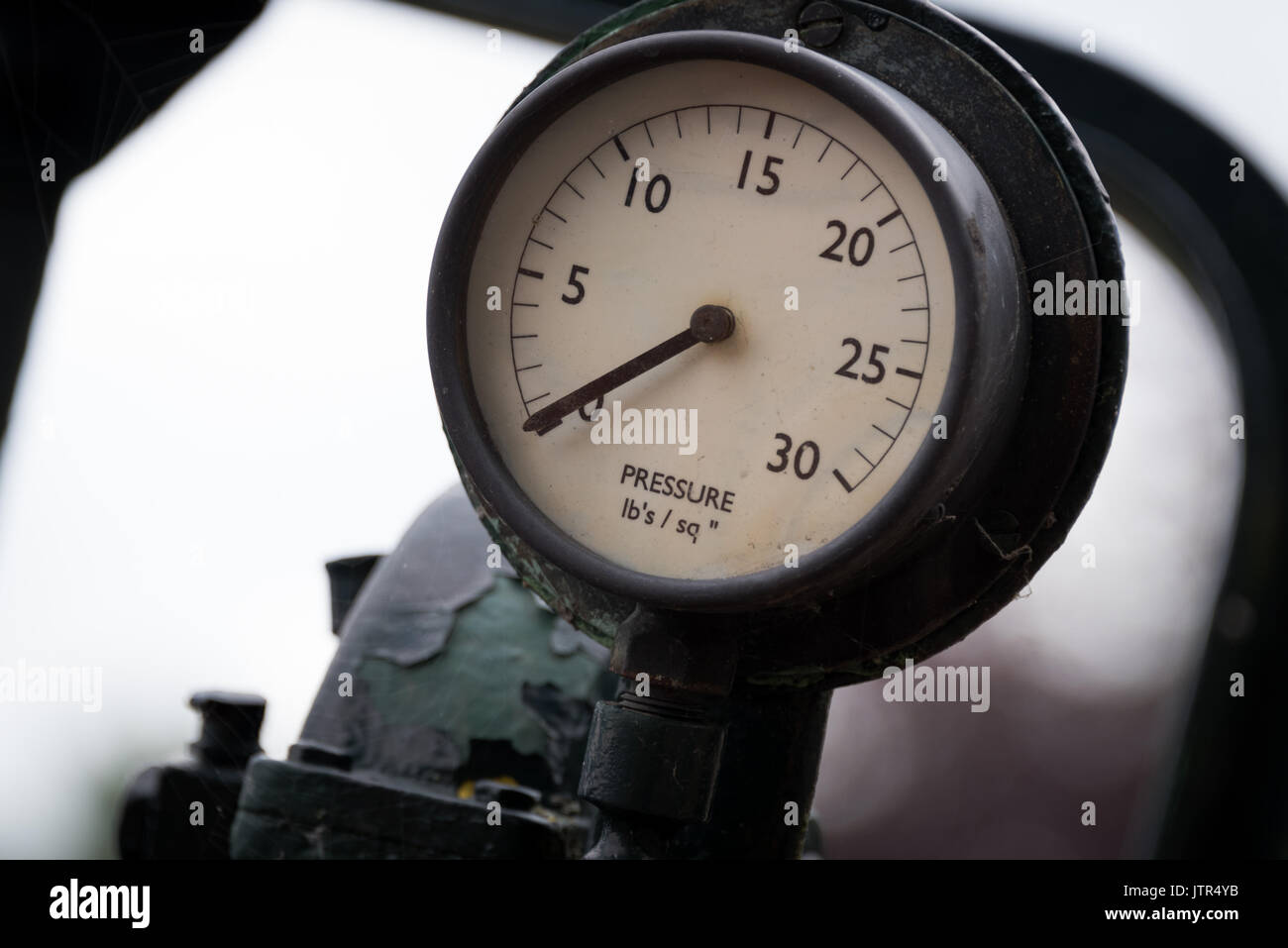 Pressure safety meter on the engine steam at Abbey Pumping Station is Leicester's Museum of Science and Technology in Leicester Stock Photo