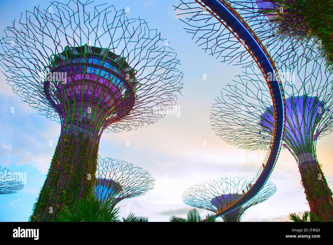 SINGAPORE - JAN 15, 2017: People walking on the bridge at Gardens by the Bay. Gardens by the Bay was crowned World Building of the Year at the World A Stock Photo
