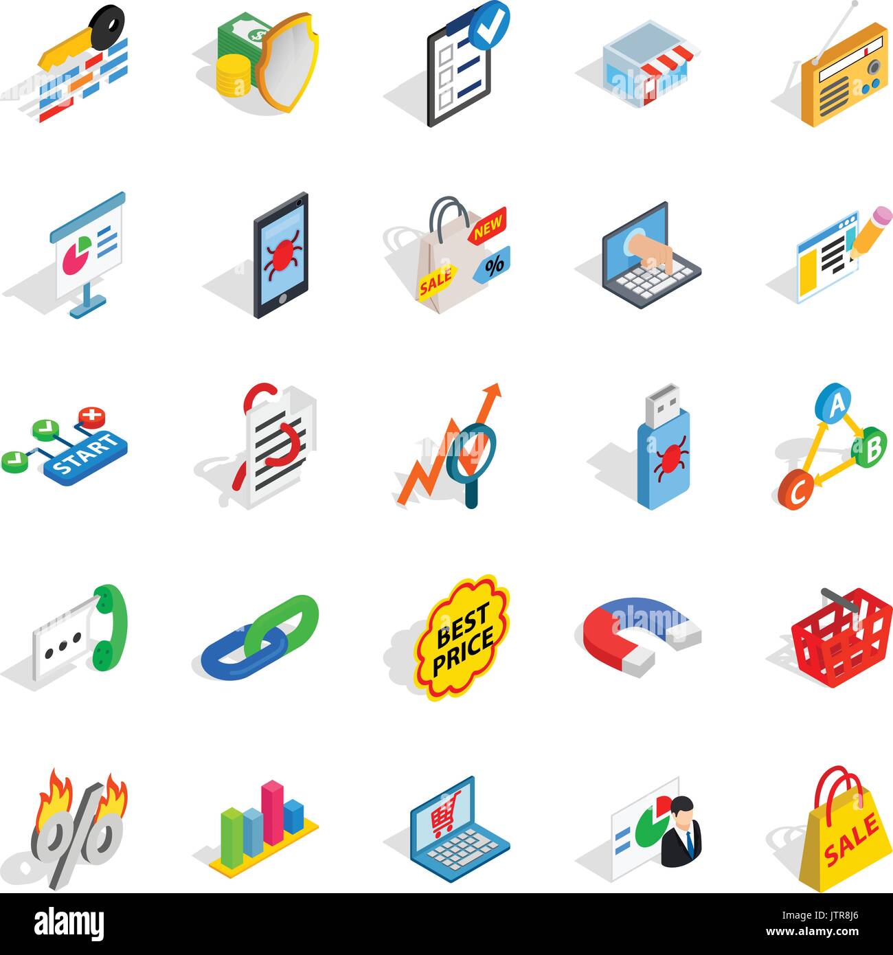 IT engineering icons set, isometric style Stock Vector
