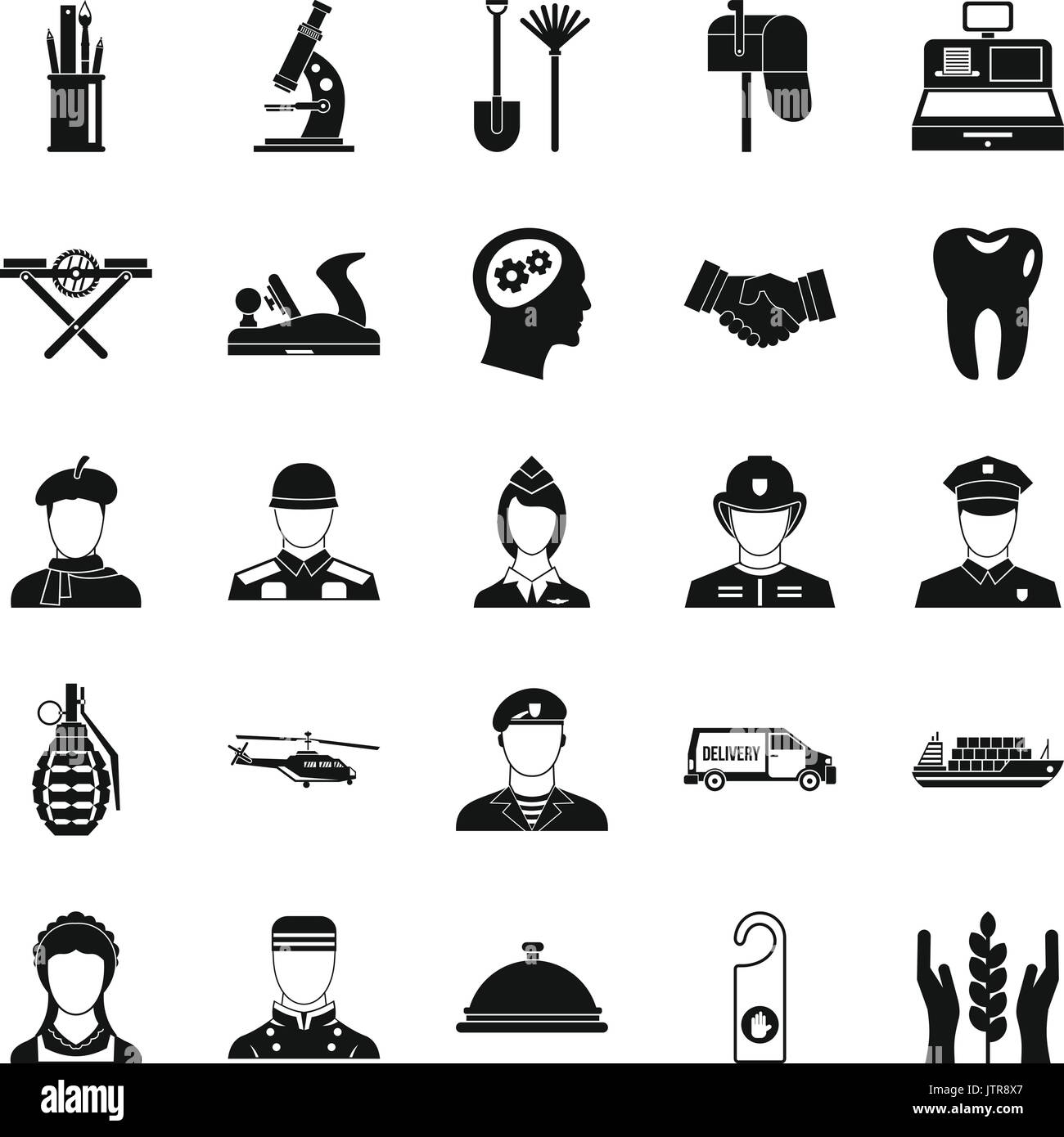 Work service icons set, simple style Stock Vector Image & Art - Alamy