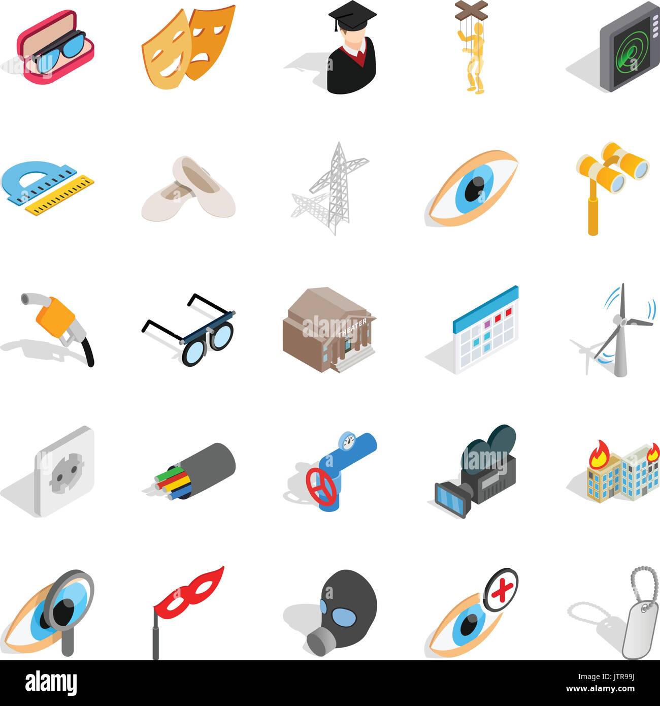 Operation icons set, isometric style Stock Vector