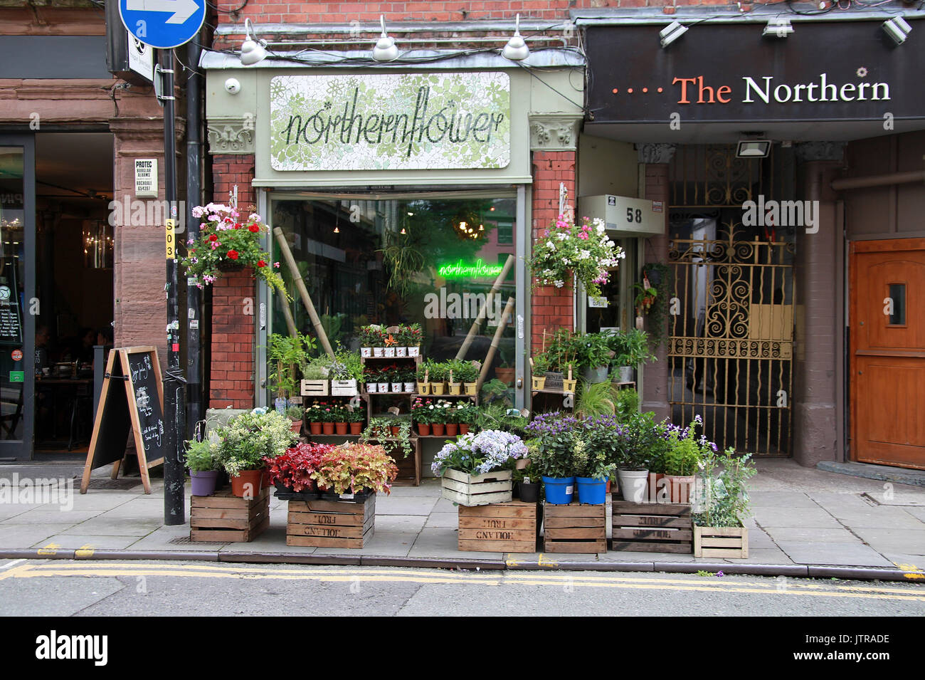 Flower shop in the Northern Quarter district of Manchester Stock Photo