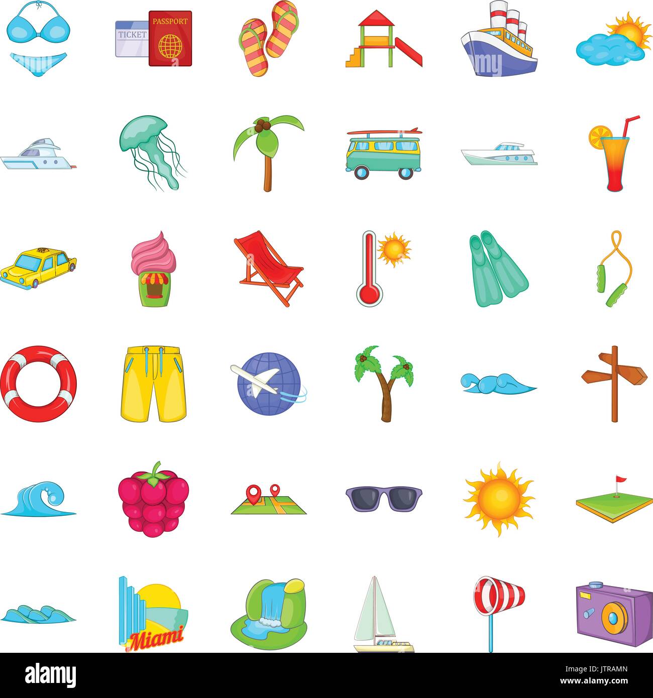 Cool vacation icons set, cartoon style Stock Vector Image & Art Alamy