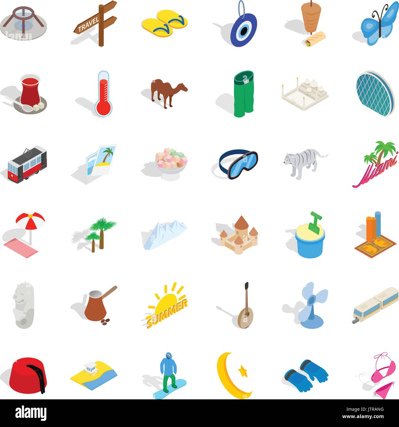Small vacation icons set, isometric style Stock Vector