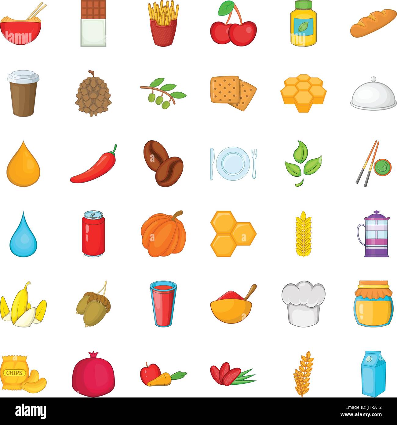 Vegan food icons set, cartoon style Stock Vector Image & Art - Alamy