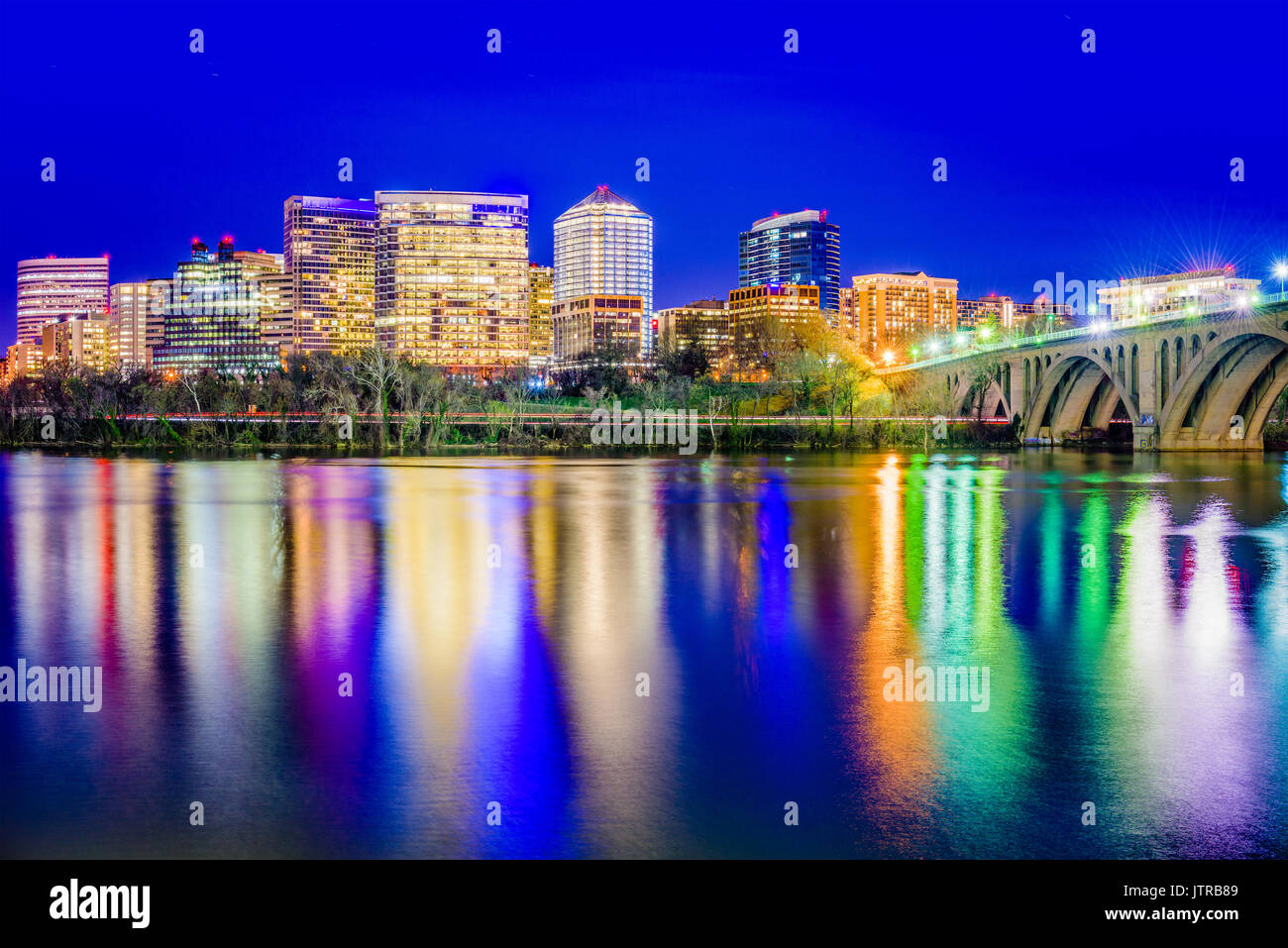 Rosslyn, Arlington, Virginia, USA city skyline on the Potomac River. Stock Photo