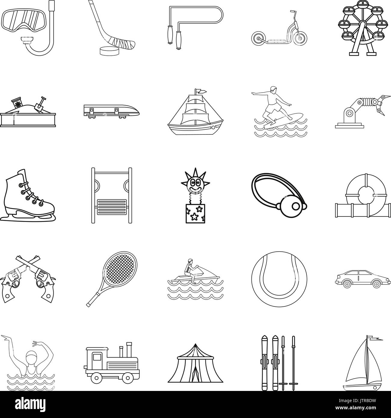 Physical culture icons set, outline style Stock Vector