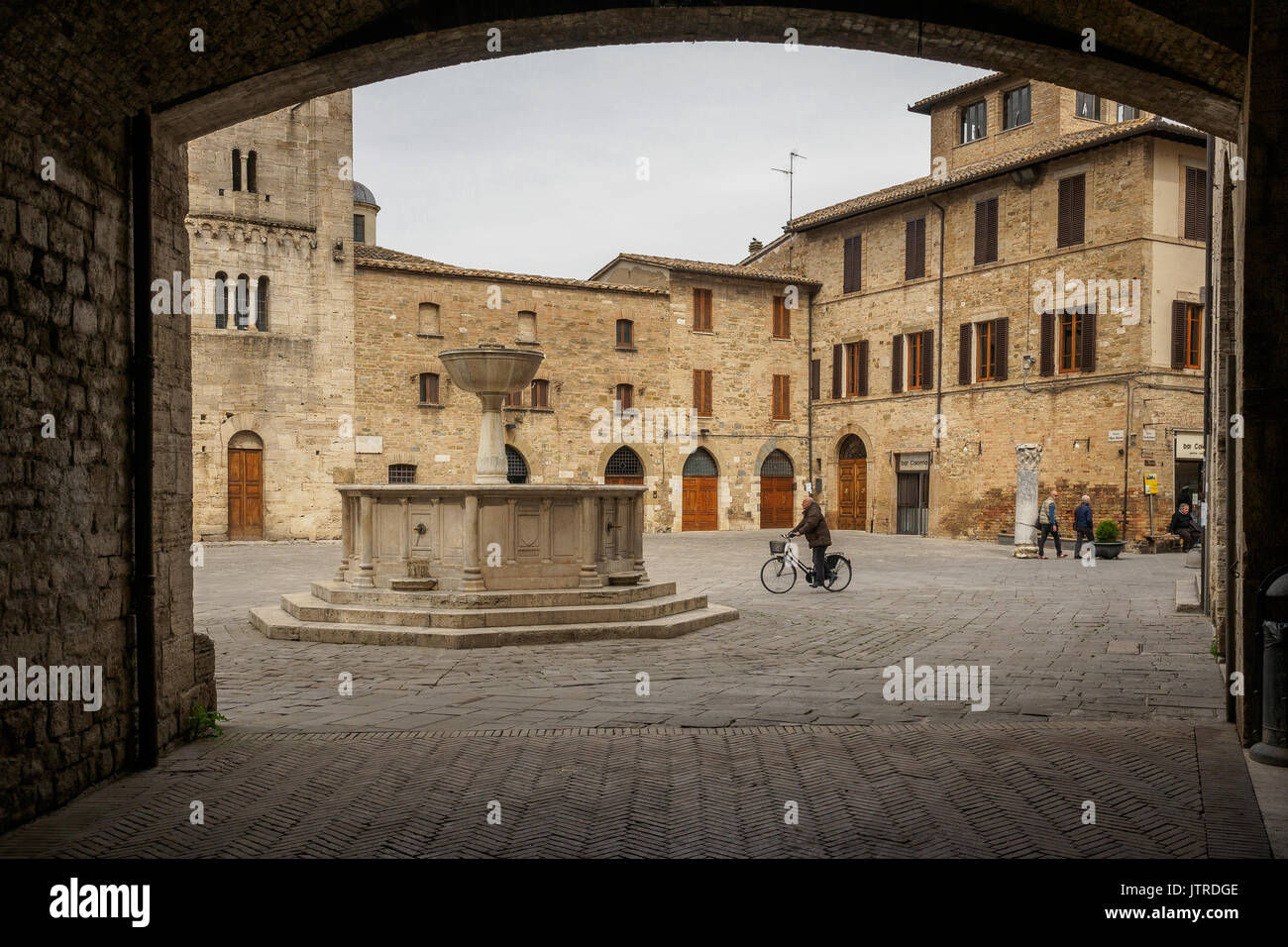 Medieval Piazza Silvestri in Bevagna (Italy). 2017. Stock Photo