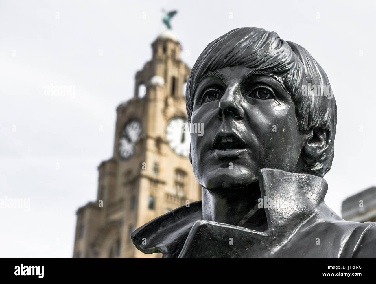 The Beatles sculptures on Liverpool's water front. Stock Photo