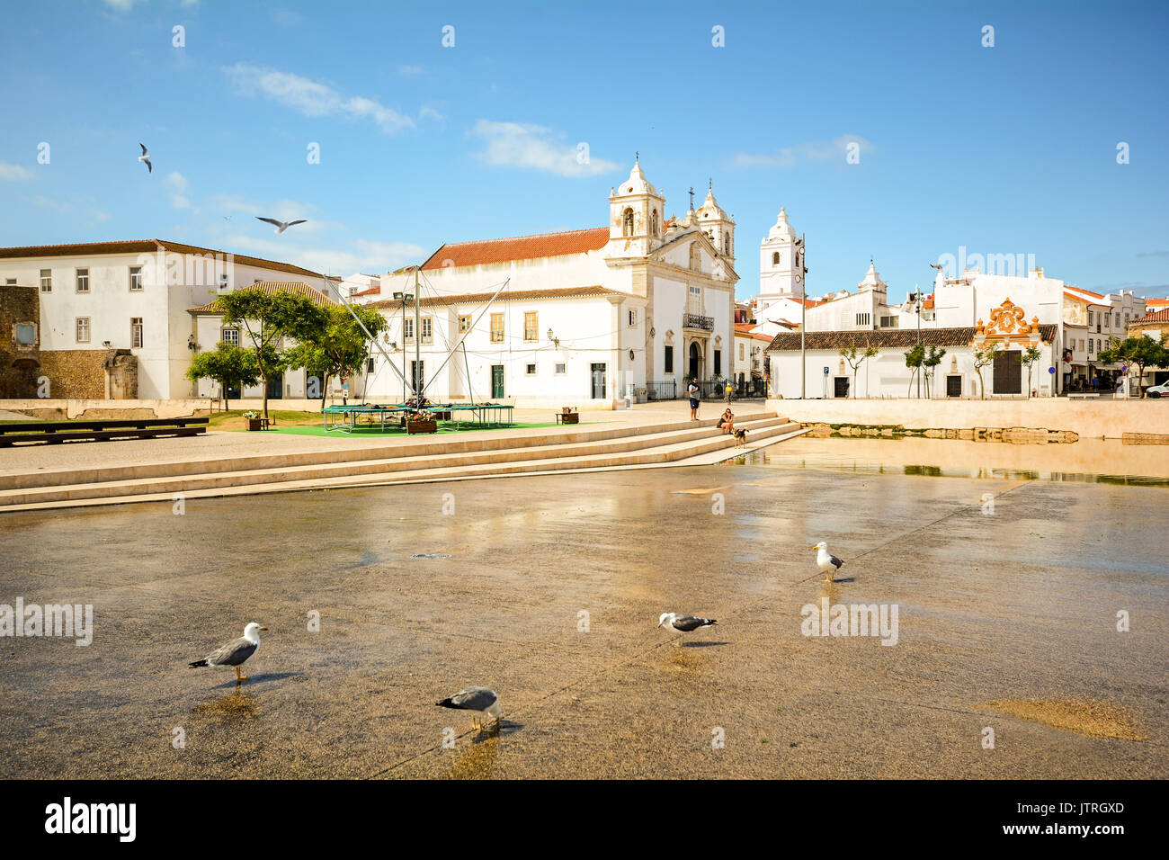 View to church Igreja de Santo Antonio in the old town of the historic centre of Lagos, Algarve Portugal Stock Photo