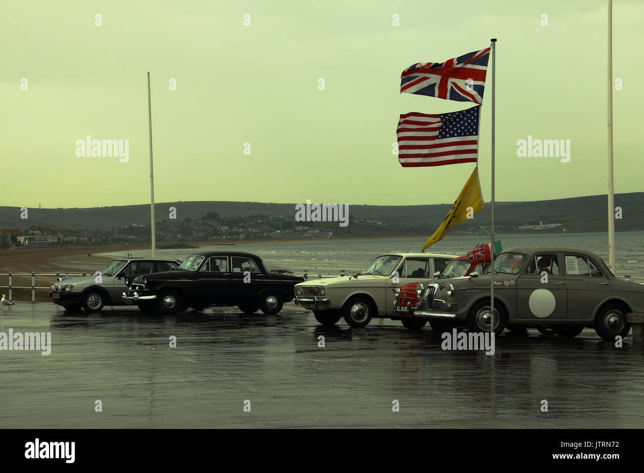 Washed out classic car rally,Weymouth,Dorset,UK Stock Photo Alamy