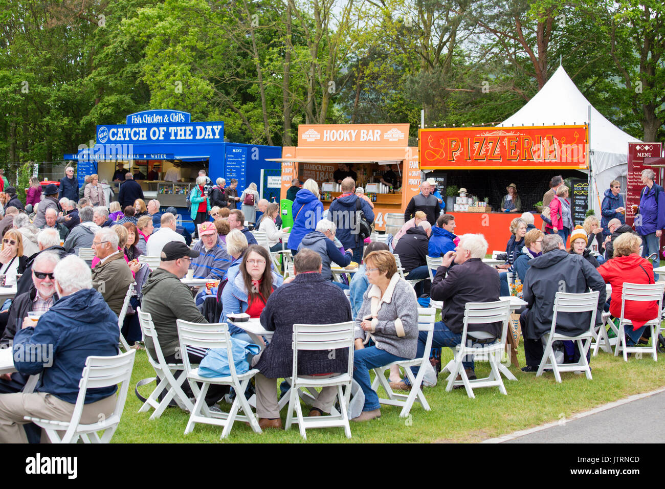 People eating at a country show, England, UK Stock Photo