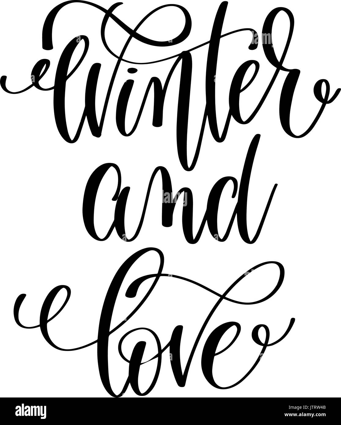winter and love hand lettering positive quote to christmas holid Stock Vector