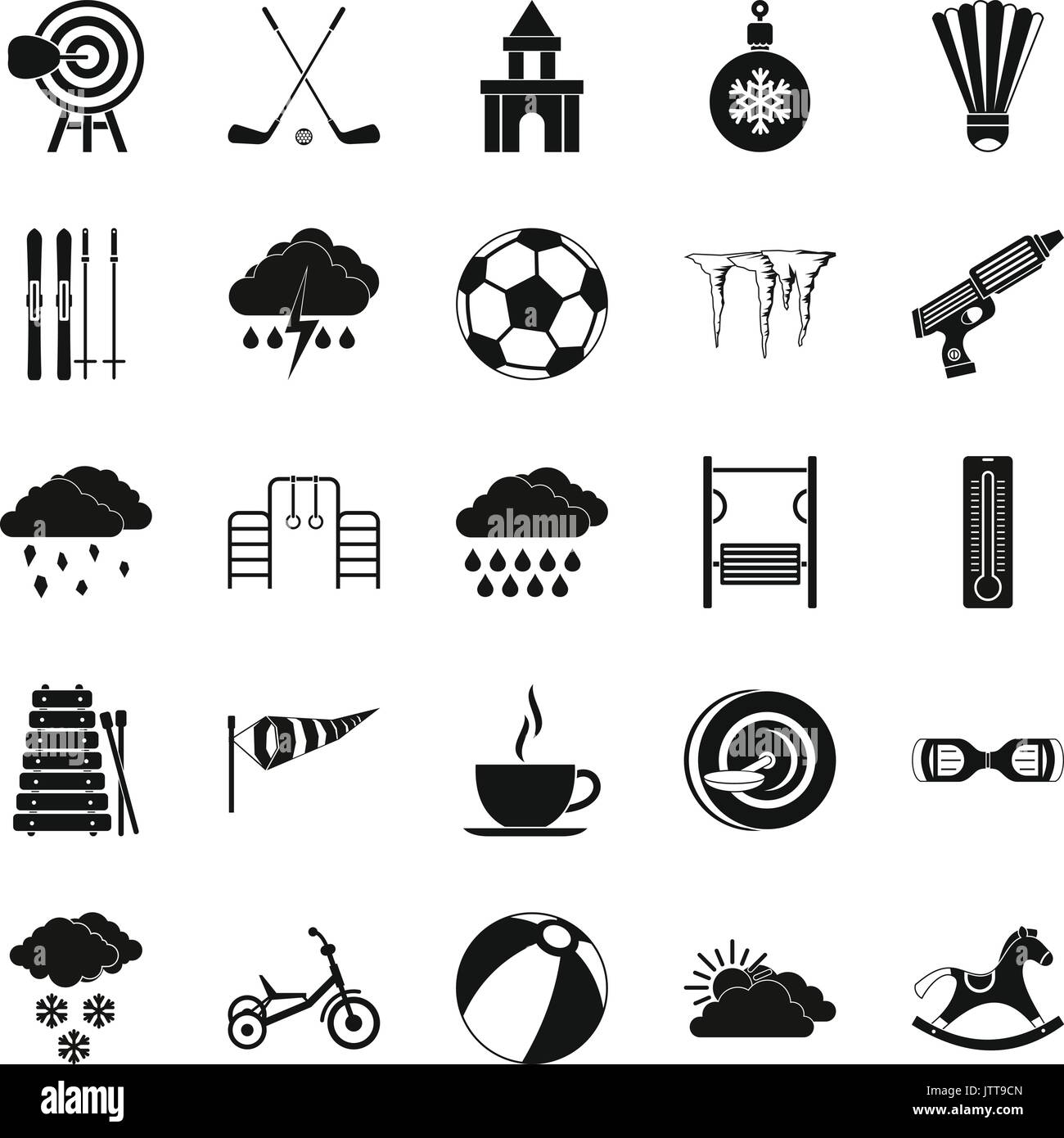 Kid game icons set, simple style Stock Vector