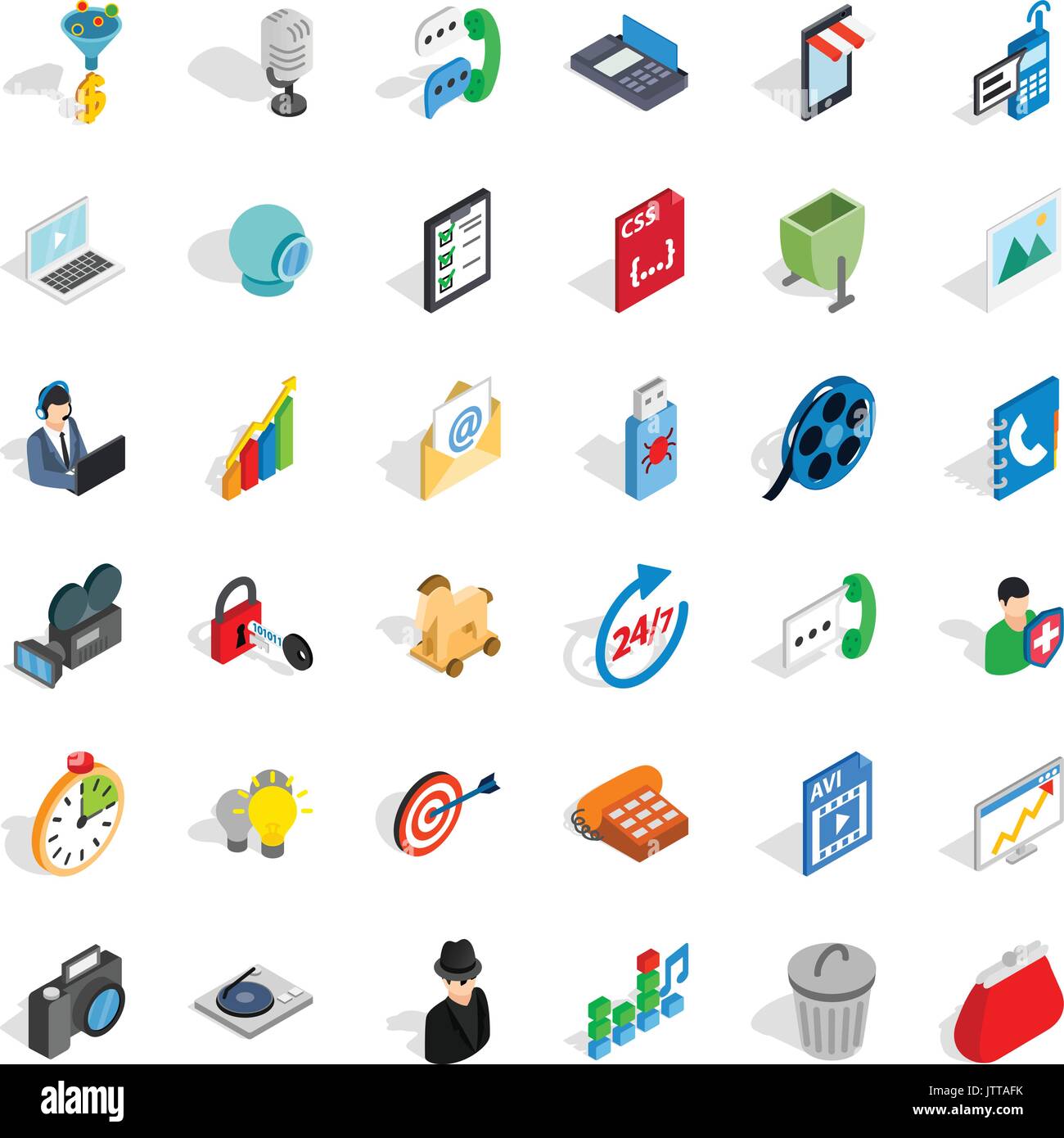 Web file icons set, isometric style Stock Vector