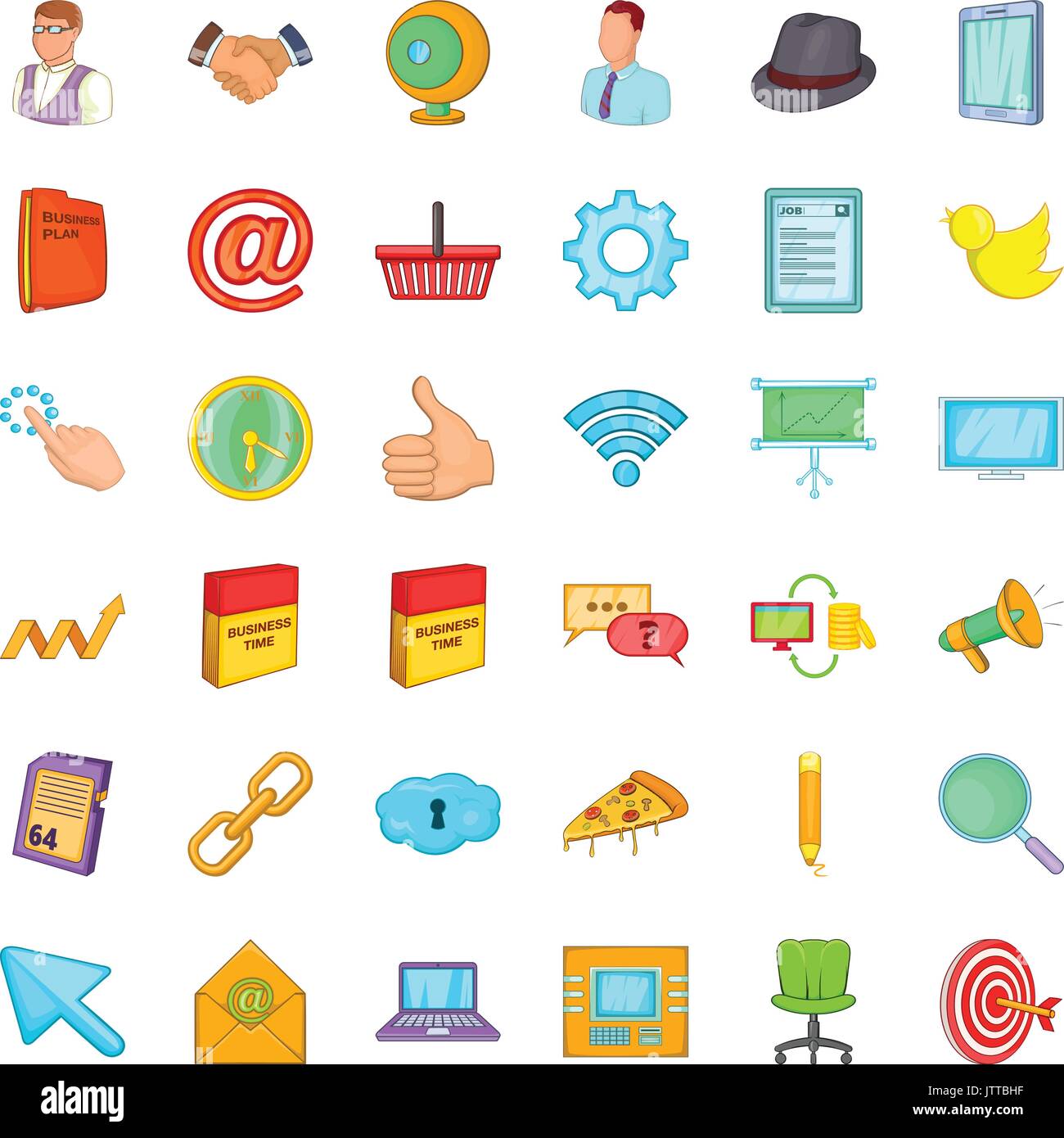 Work time icons set, cartoon style Stock Vector Image & Art - Alamy