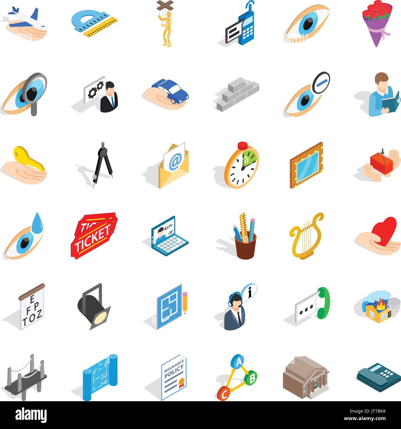 Work time icons set, isometric style Stock Vector