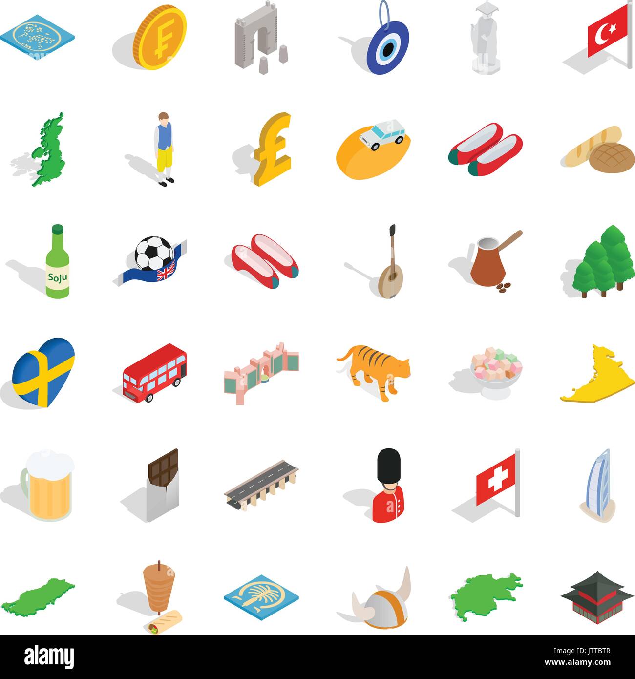 Big world icons set, isometric style Stock Vector