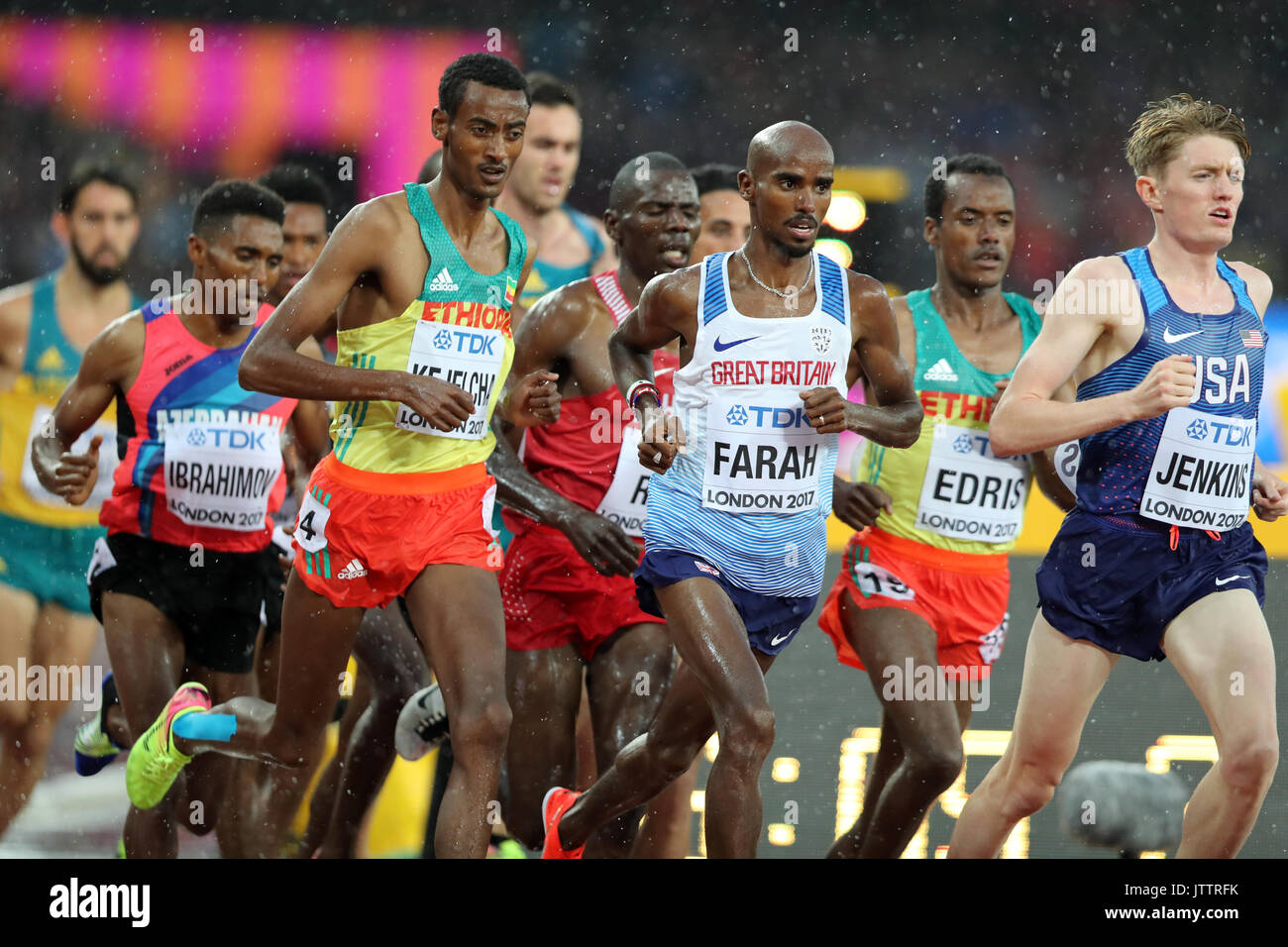 London, UK. 09-Aug-17. Mo FARAH, competing in the 5000m Men's Heat 1 at the 2017, IAAF World Championships, Queen Elizabeth Olympic Park, Stratford, London, UK. Credit: Simon Balson/Alamy Live News Stock Photo