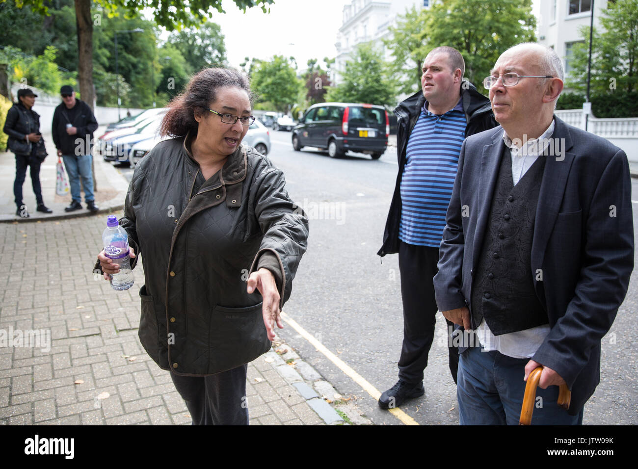 London, UK. 10th August, 2017. Activists from Class War protest outside Duke's Lodge in Holland Park, an empty apartment block believed to be owned by Christian Candy’s Guernsey-based CPC Group, to draw attention to social housing required by former residents of the Grenfell block in North Kensington. Credit: Mark Kerrison/Alamy Live News Stock Photo