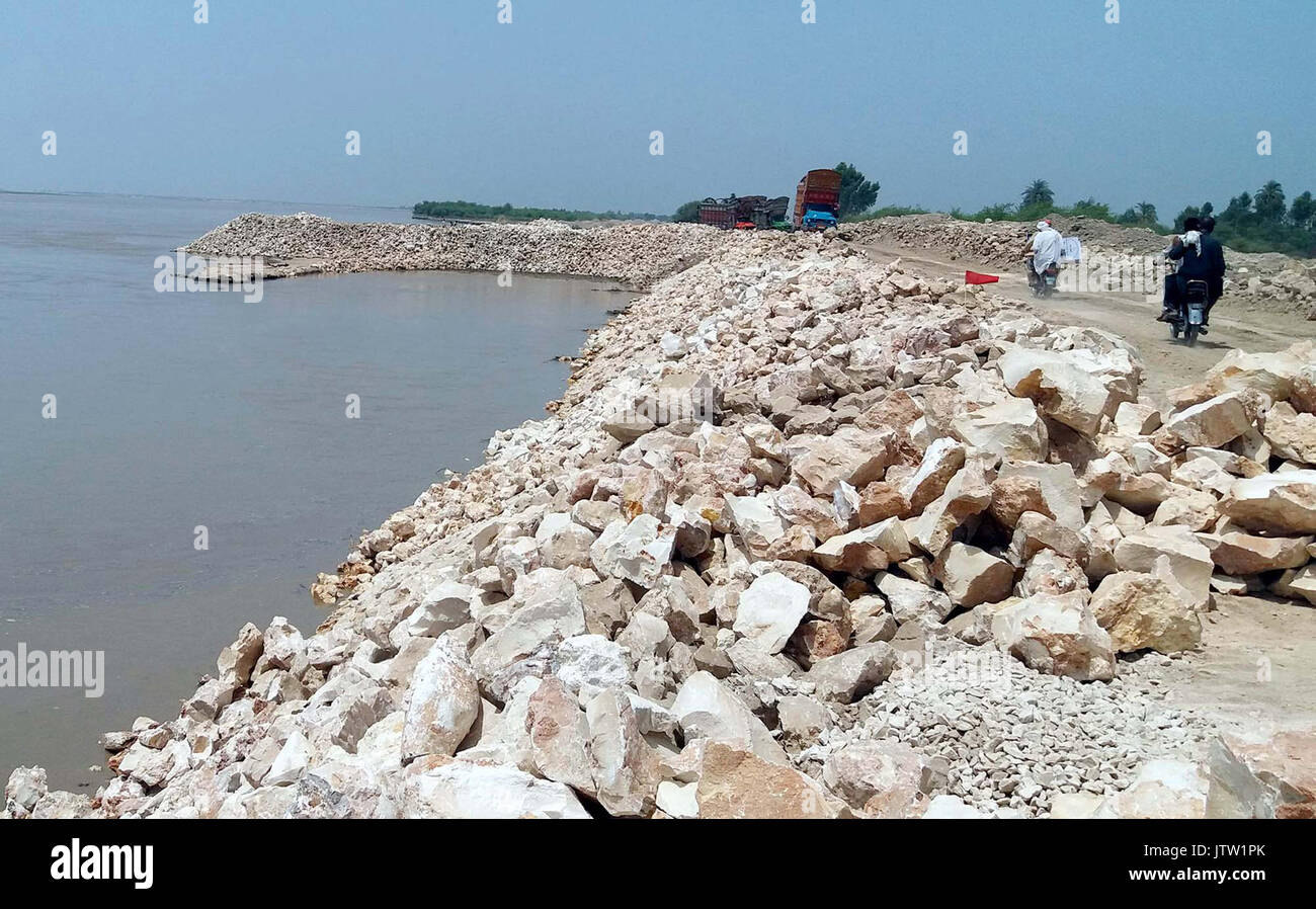 Moria Loop Bund is being strengthening by the bank of River Indus, to change the flow of water
