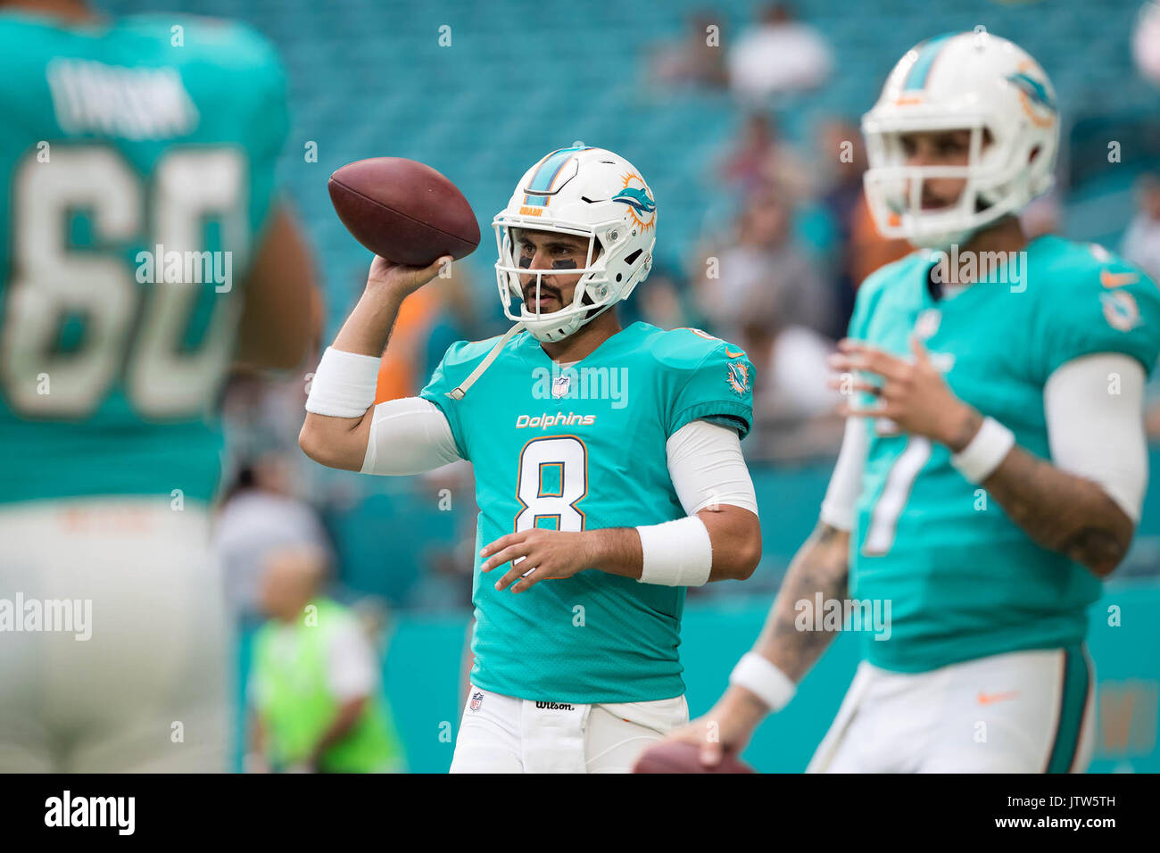 Miami, Fla, USA. 23rd Oct, 2011. Miami Dolphins quarterback Matt Moore (8)  in action during the Dolphins 18-15 overtime loss to the Denver Broncos at  Sun Life Stadium on Oct. 23, 2011